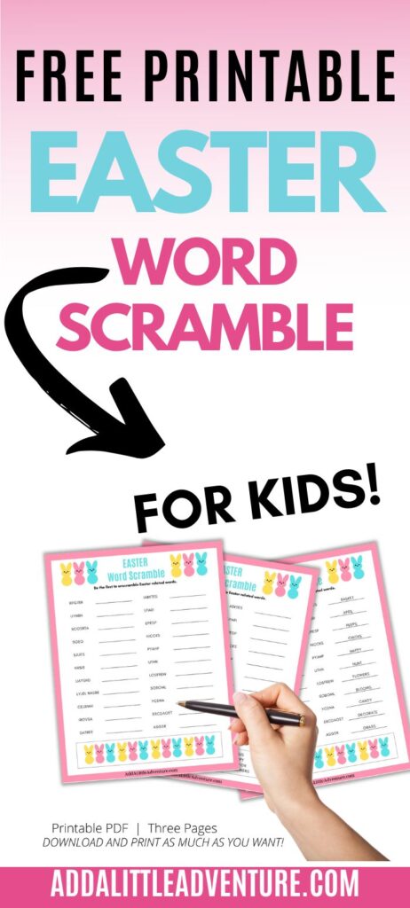 Free Printable Easter Word Scramble Game for Kids