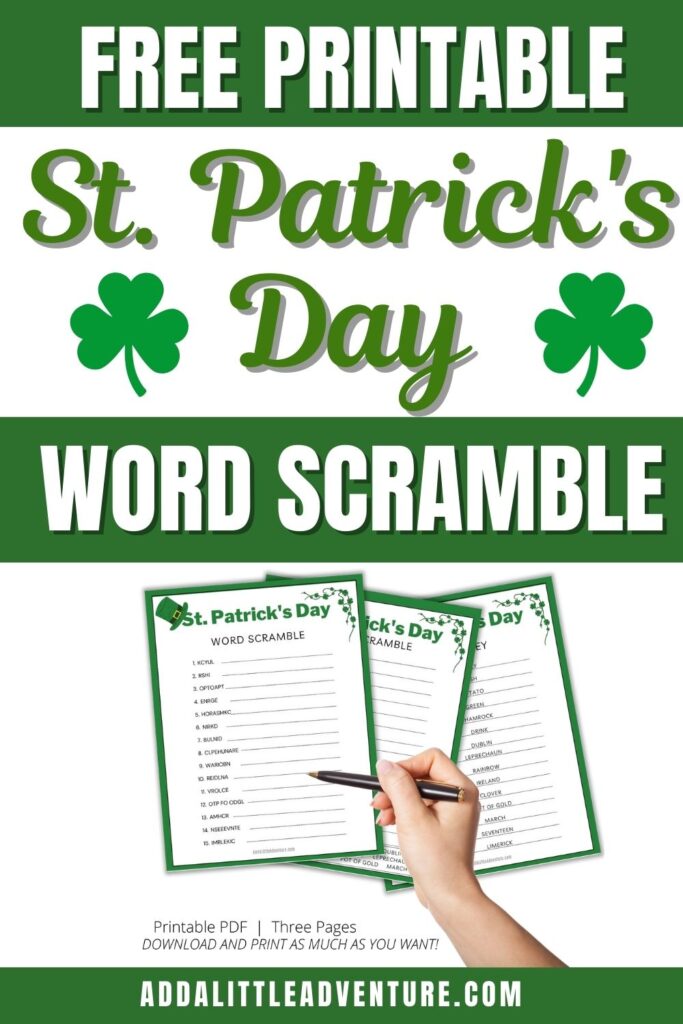 Free Printable St. Patrick's Day Wprd Scramble
