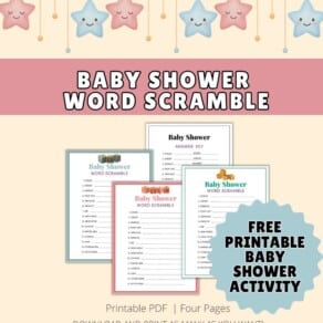 Free Printable Baby Shower Word Scramble
