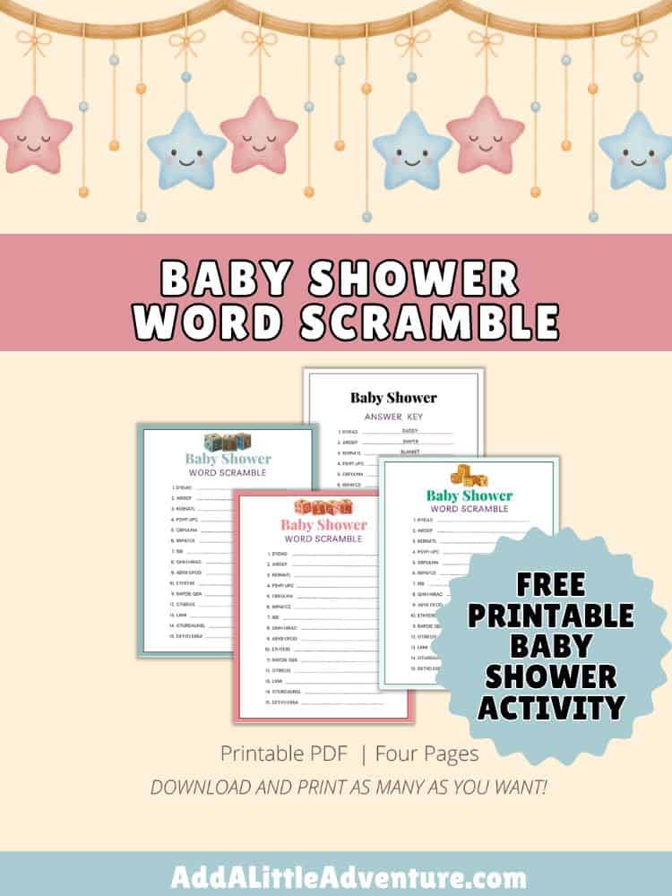 Free Printable Baby Shower Word Scramble