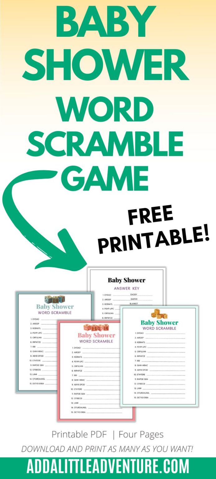 Baby Shower Word Scramble (Free Printable)