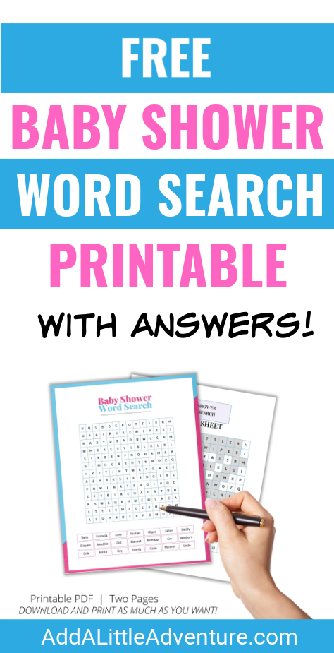 Free Baby Shower Word Search with Answers