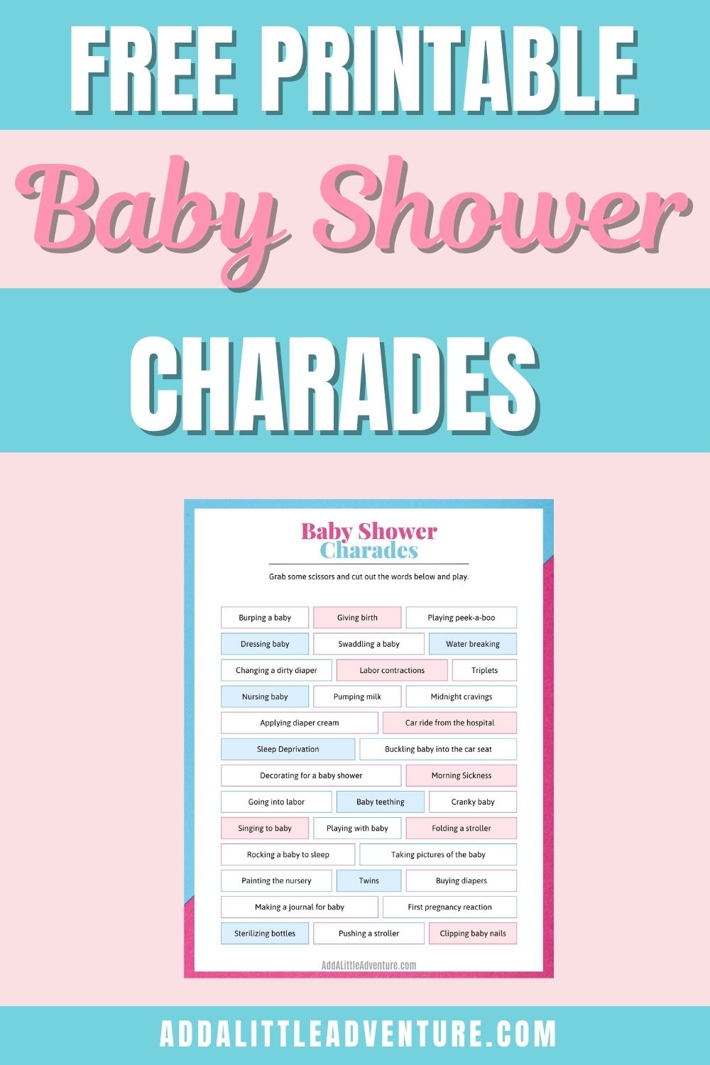 Baby Shower Charades (Free Printable)