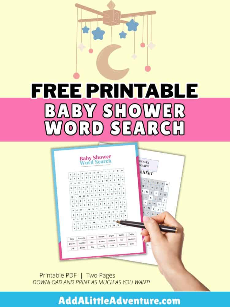 Free Printable Baby Shower Word Search