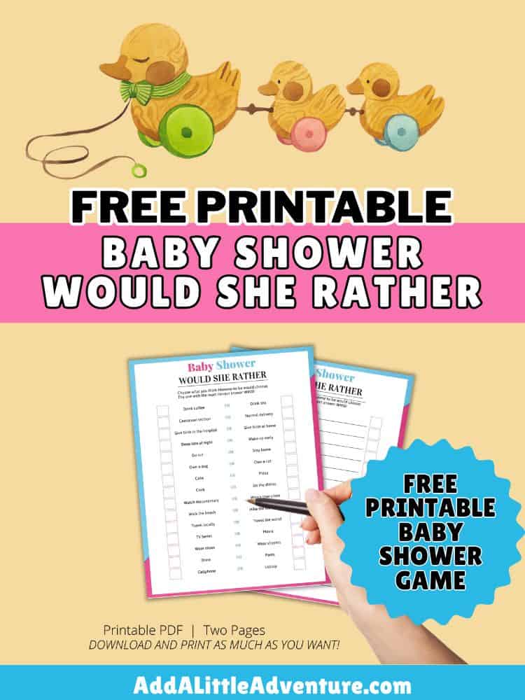 Free Printable Baby Shower Would She Rather