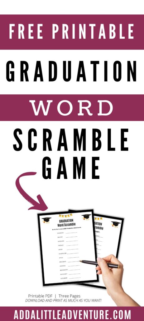 Graduation Word Scramble Free Printable 