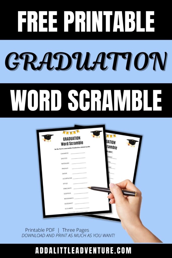 Free Printable Graduation Word Scramble