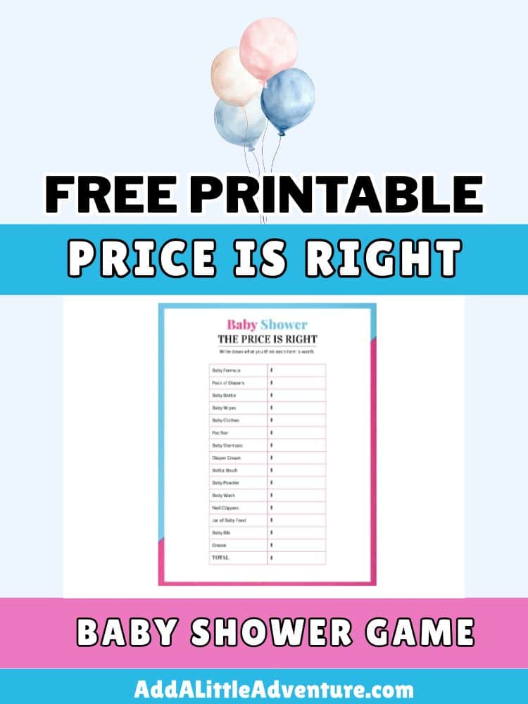 Free Printable Price is Right Baby Shower Game