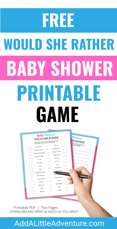 Free Would She Rather Baby Shower Printable Game