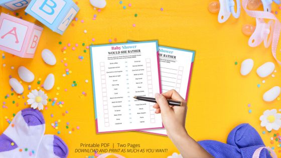 Free Printable Would She Rather Baby Shower Game