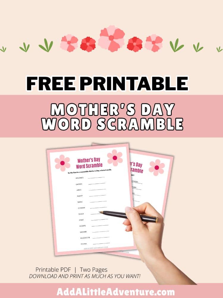 Free Printable Mother's Day Word Scramble