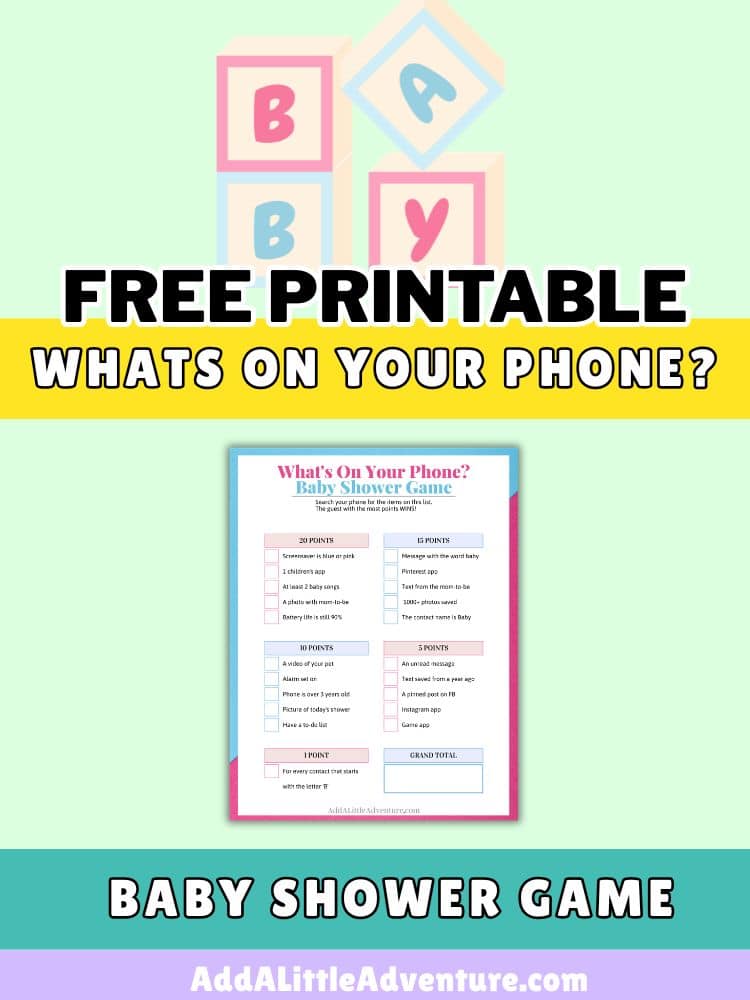 Free Printable Whats On Your Phone Baby Shower Game