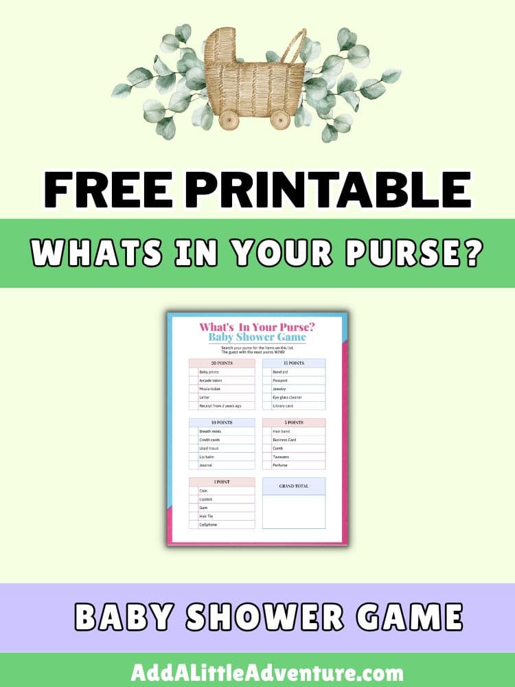 Free Printable Whats in Your Purse Baby Shower Game