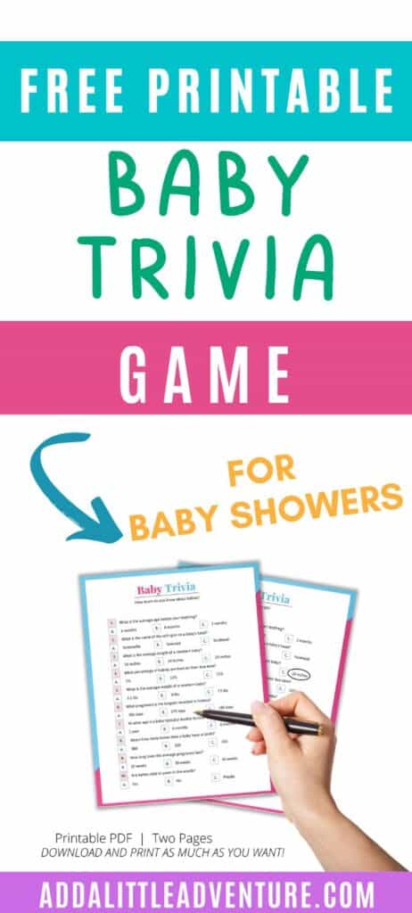 Free Printable Baby Trivia Game for Baby Showers