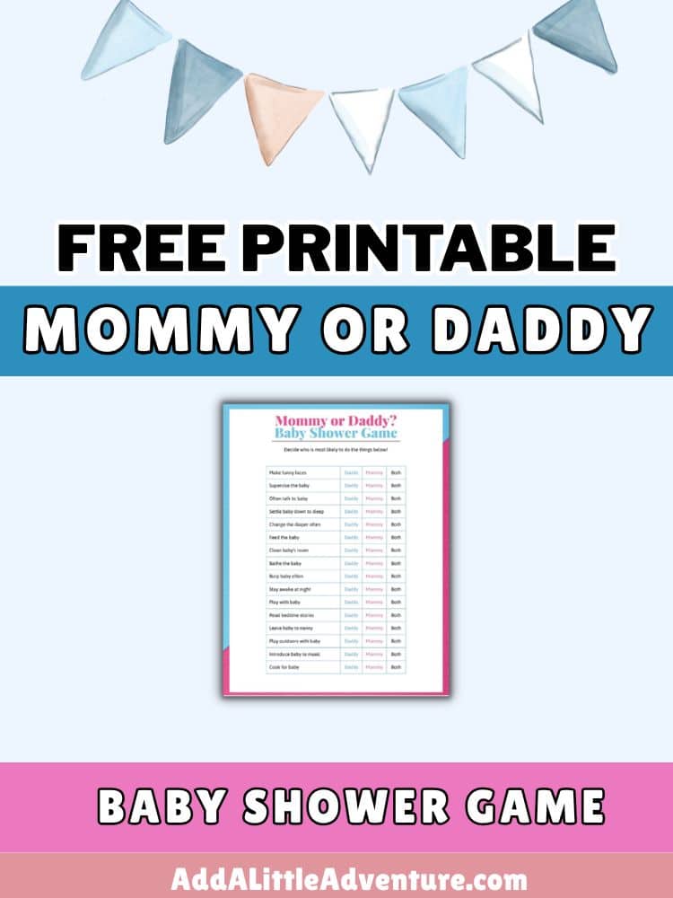 Free Printable Mommy or Daddy Baby Shower Game
