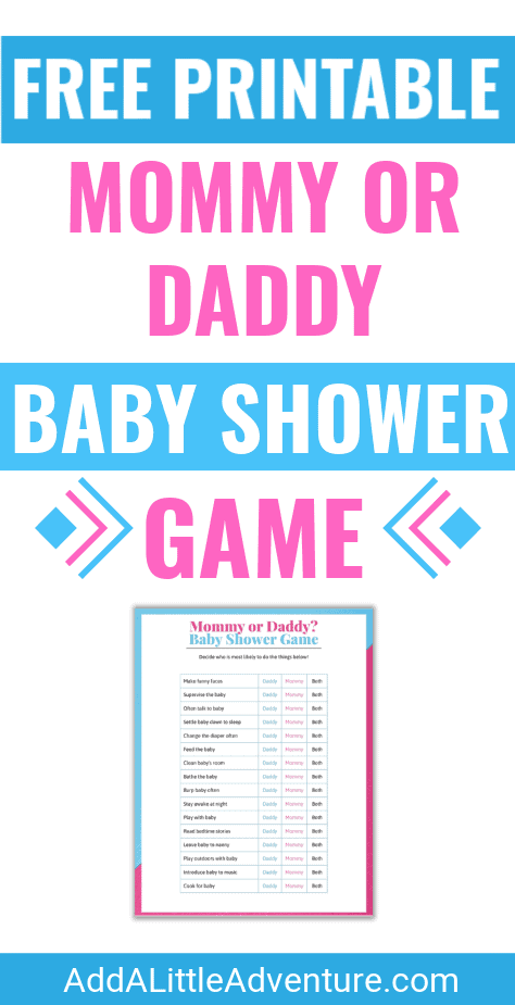 Free Printable Mommy or Daddy Baby Shower Game