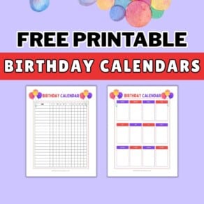 Free Printable Birthday Calendars