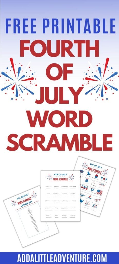Free Printable Fourth of July Word Scramble