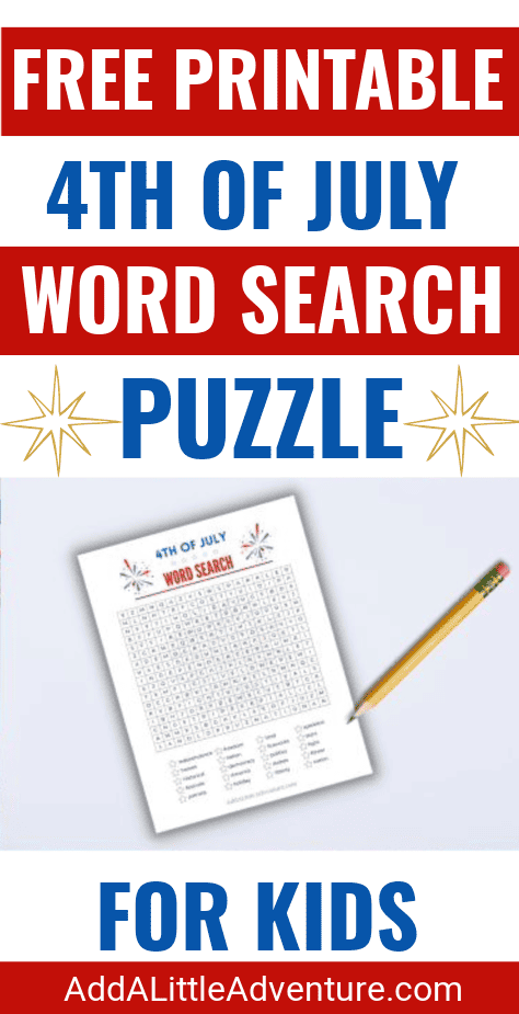 Free Printable 4th of July Word Search Puzzle for Kids