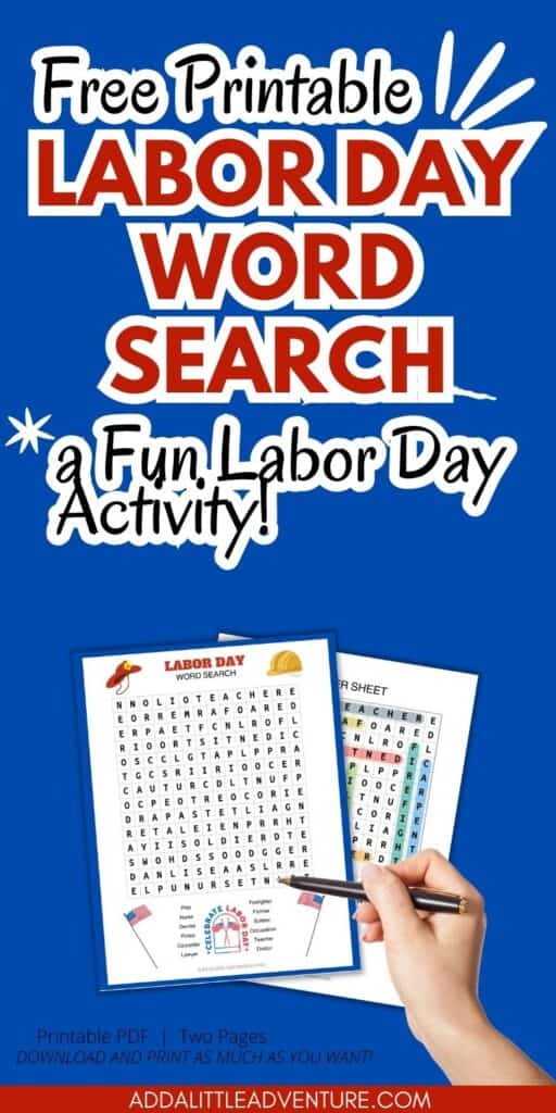 Free Printable Labor Day Word Search - a fun Labor Day activity