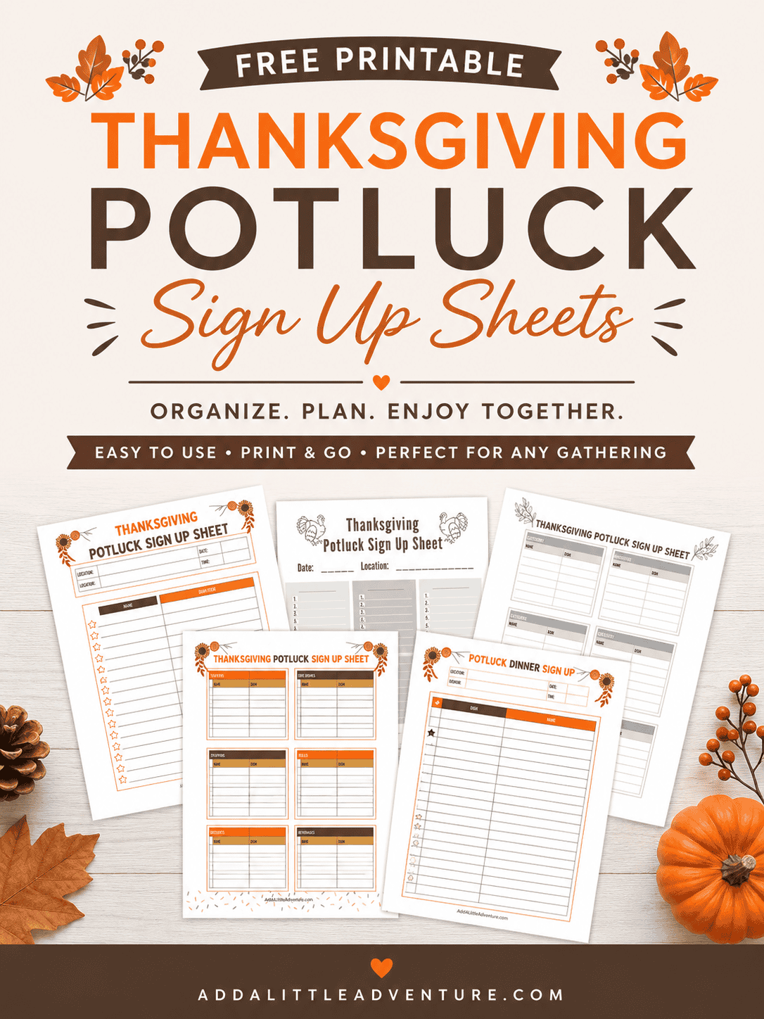 Free Printable Thanksgiving Potluck Sign Up Sheets