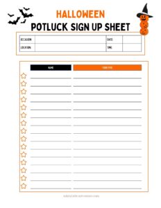 Halloween Potluck Sign-Up Sheets (Free Printables)