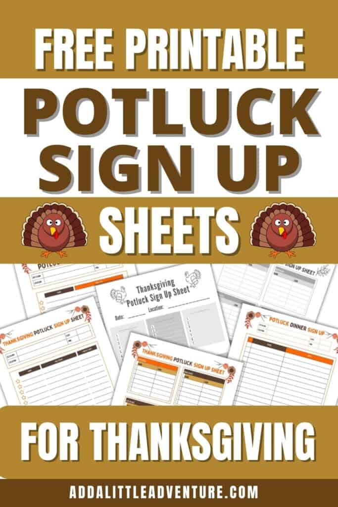 Free Printable Potluck Sign Up Sheets for Thanksgiving