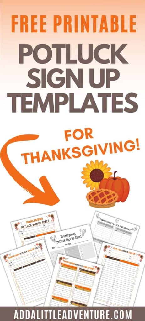 Free Printable Potluck Sign Up Templates for Thanksgiving