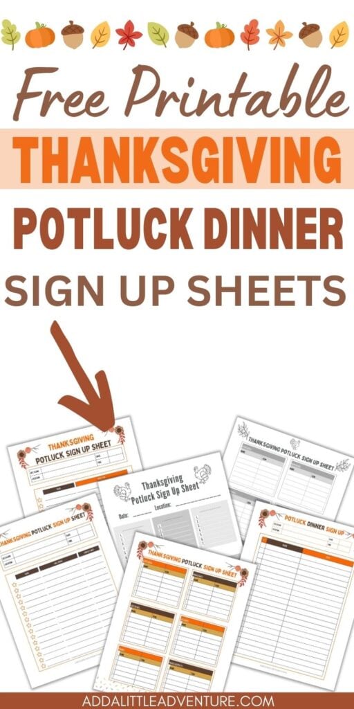 Free Printable Thanksgiving Potluck Dinner Sign Up Sheets