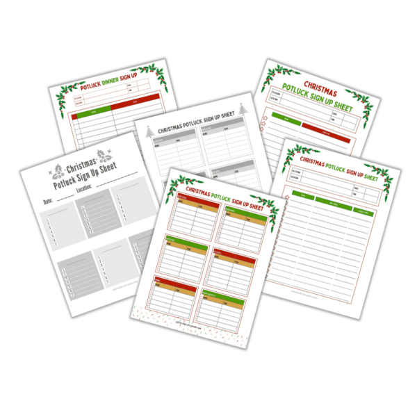 Christmas Potluck Sign-Up Sheets (Free Printables)