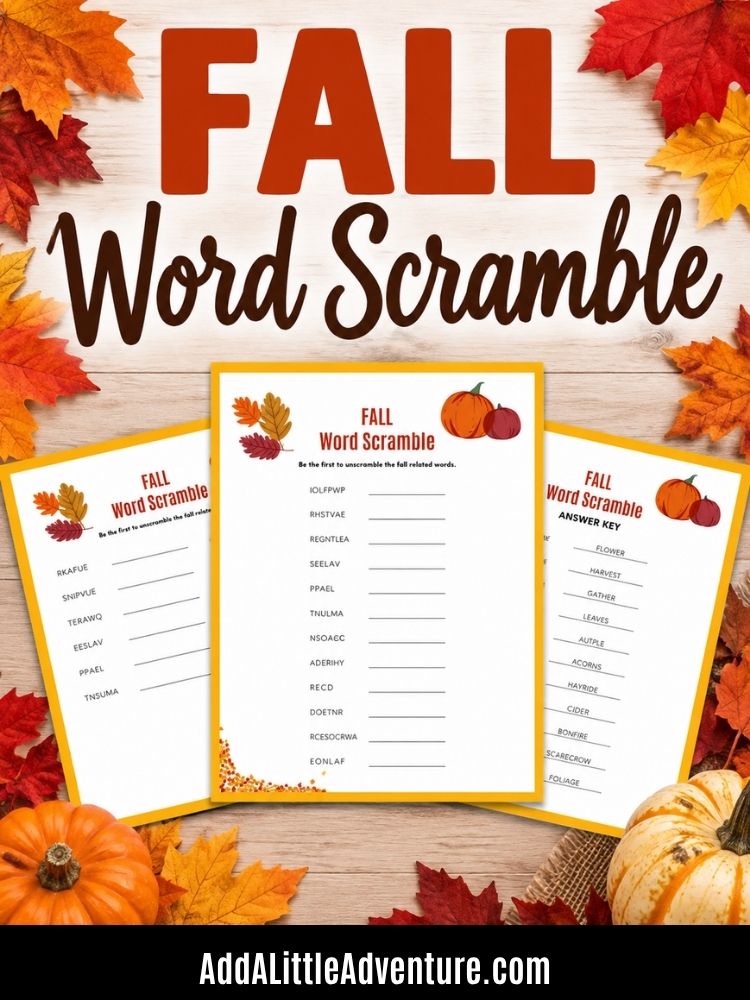 Free Printable Fall Word Scramble