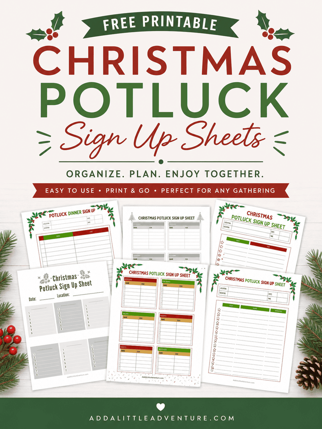 Free Printable Christmas Potluck Sign Up Sheets