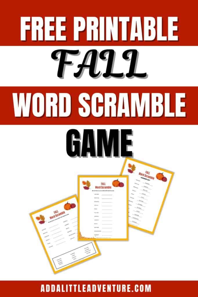 Free Printable Fall Word Scramble Game