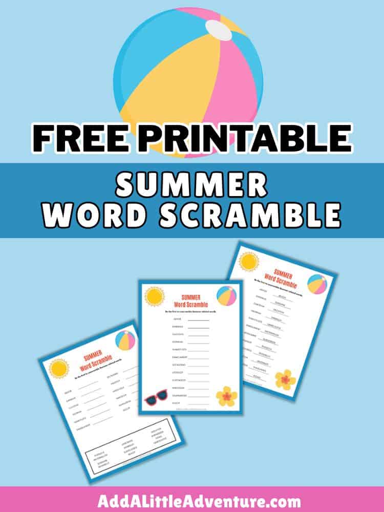 Free Printable Summer Word Scramble