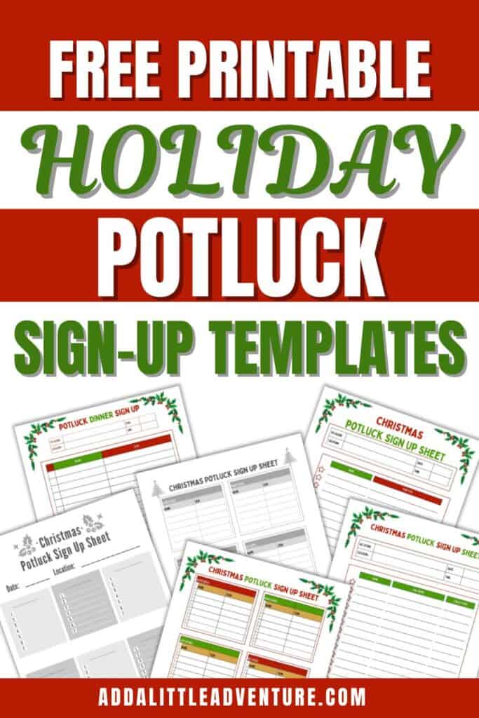 Free Printable Holiday Potluck Sign Up Templates