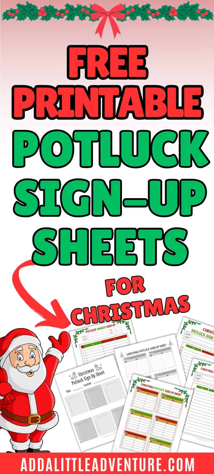 Christmas Potluck Sign Up Sheets - Free Printable Potluck Sign Up Sheets For Christmas 