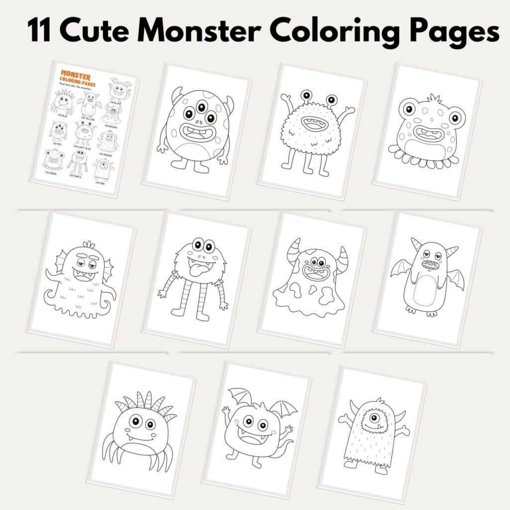 11 Cute Monster Coloring Pages