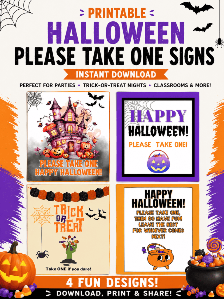 Free Printable Halloween Please Take One Signs