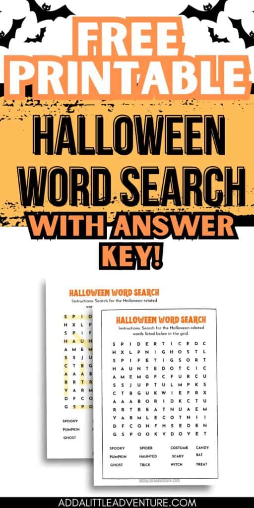 Free Printable Halloween Word Search with Answer Key