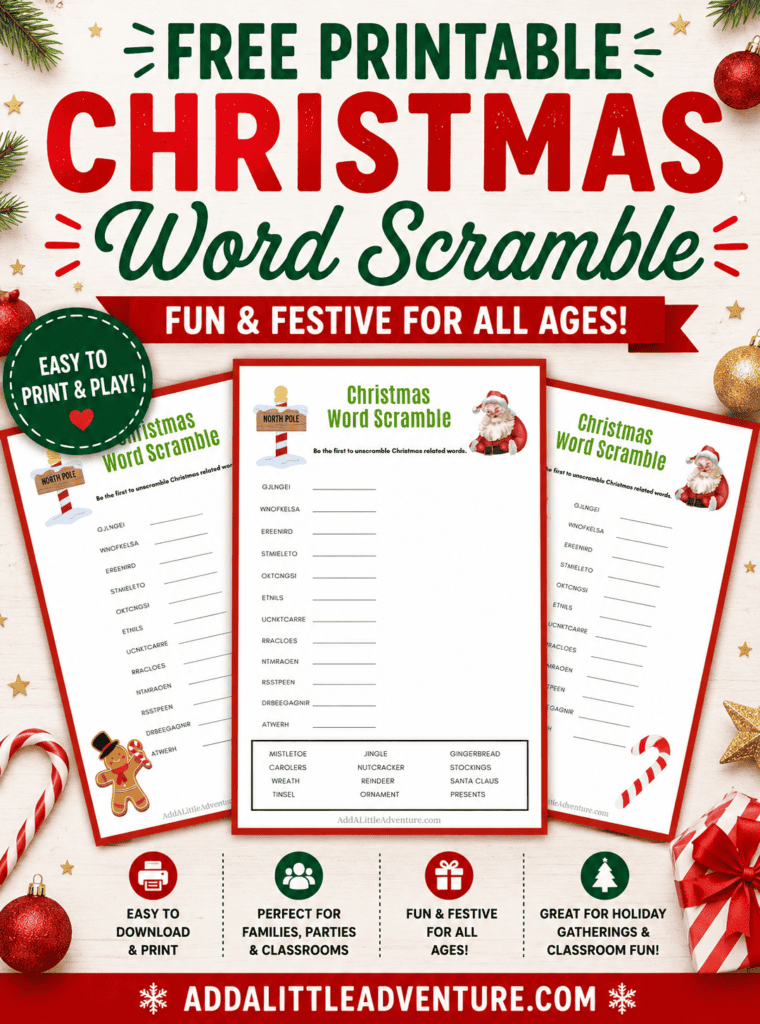 Free Printable Christmas Word Scramble