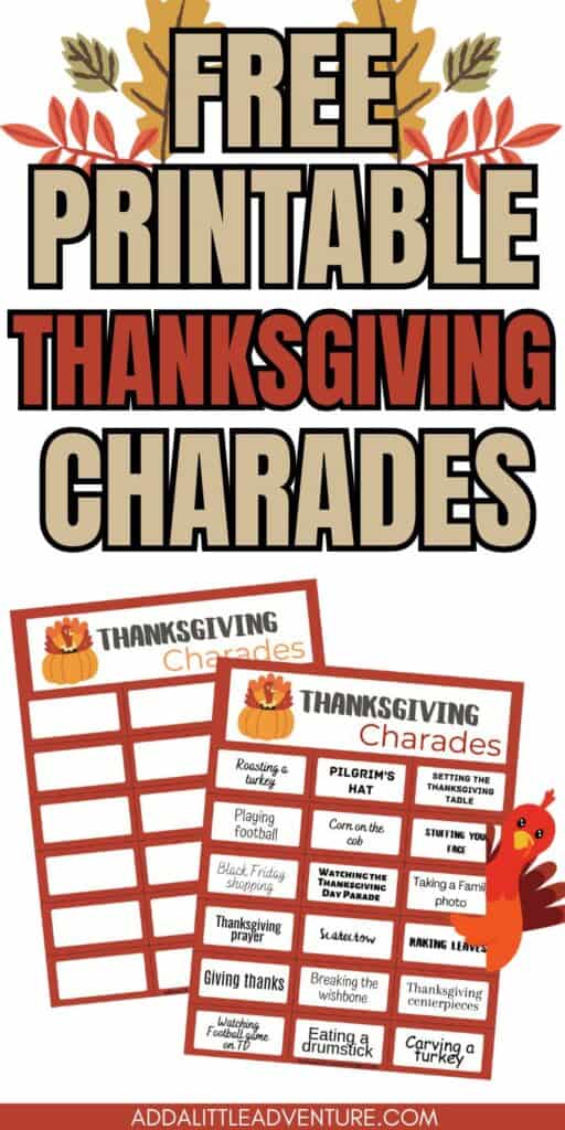 Free Printable Thanksgiving Charades