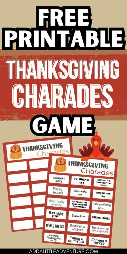 Free Printable Thanksgiving Charades Game