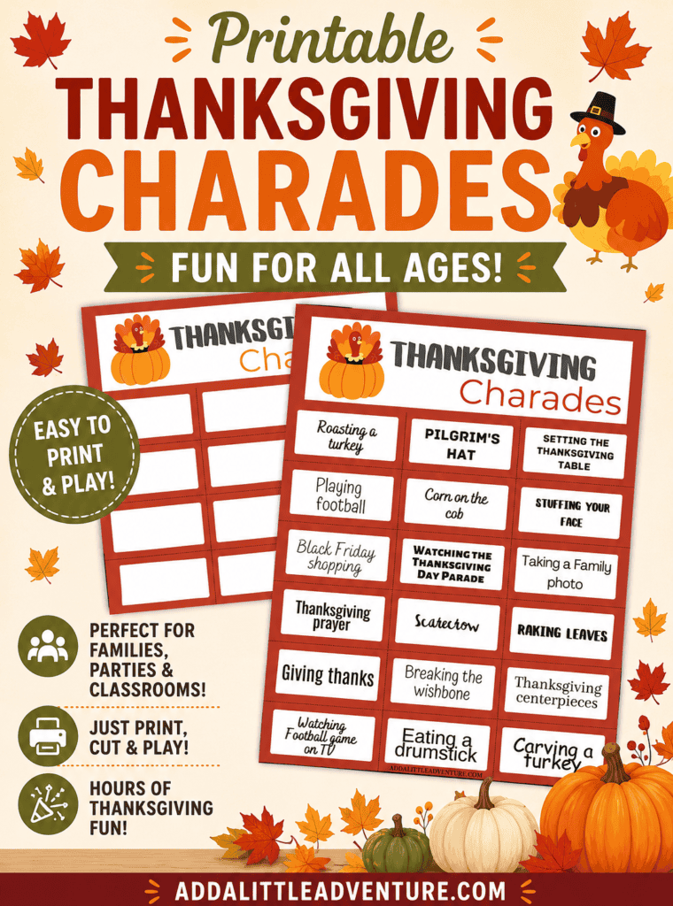 Free Printable Thanksgiving Charades Game