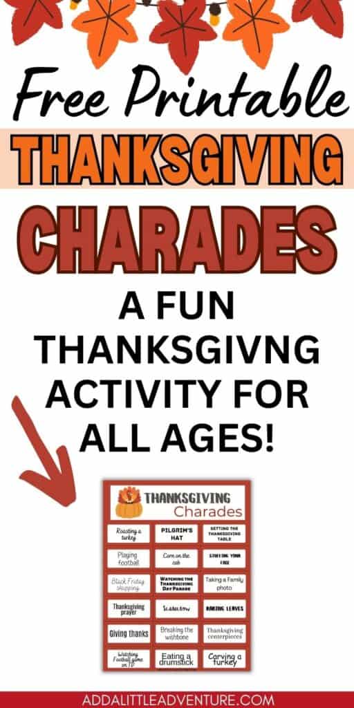 Free Printable Thanksgiving Charades - A Fun Thanksgiving Activity for All Ages!