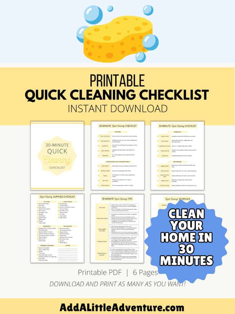 Printable Quick Cleaning Checklist