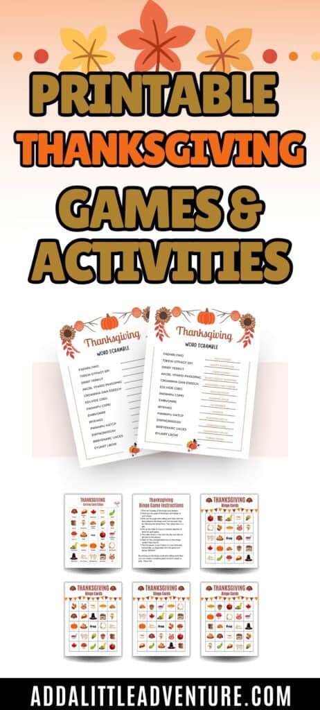 Printable Thanksgiving Games & Activities
