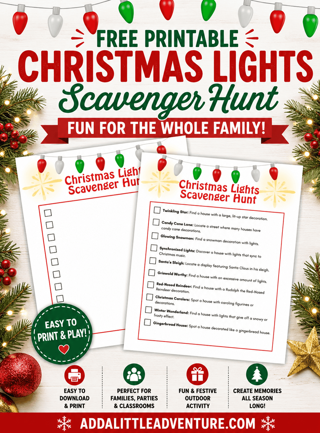 Free Printable Christmas Lights Scavenger Hunt