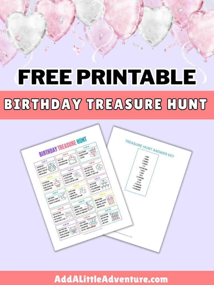 Free Printable Birthday Treasure Hunt