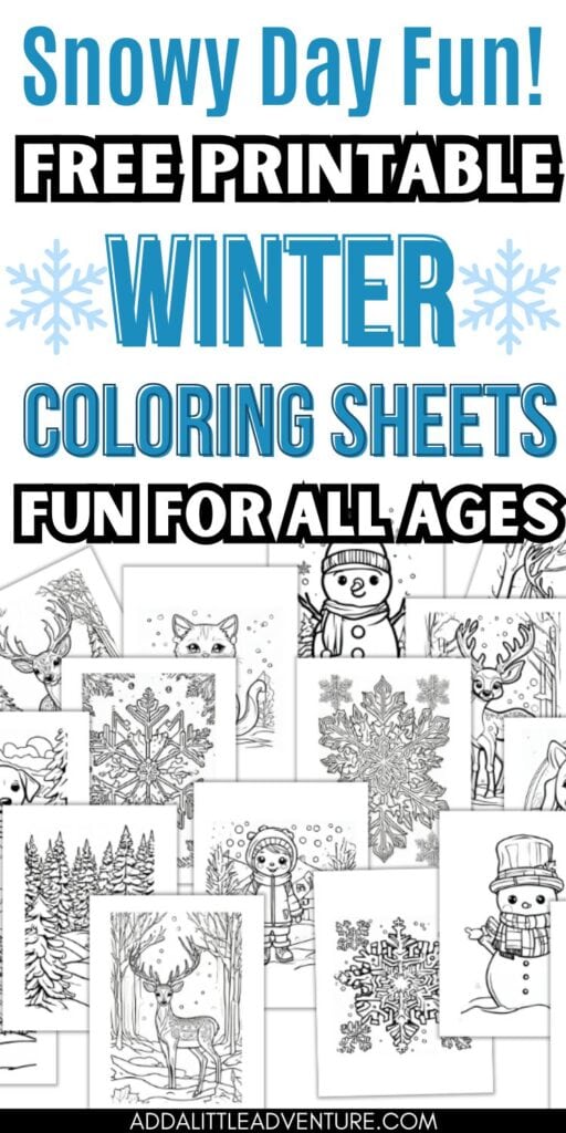 Snowy Day Fun!  Free Printable Winter Coloring Sheets - Fun for all Ages