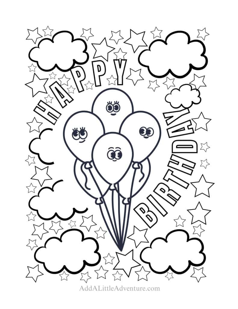 birthday balloons coloring page